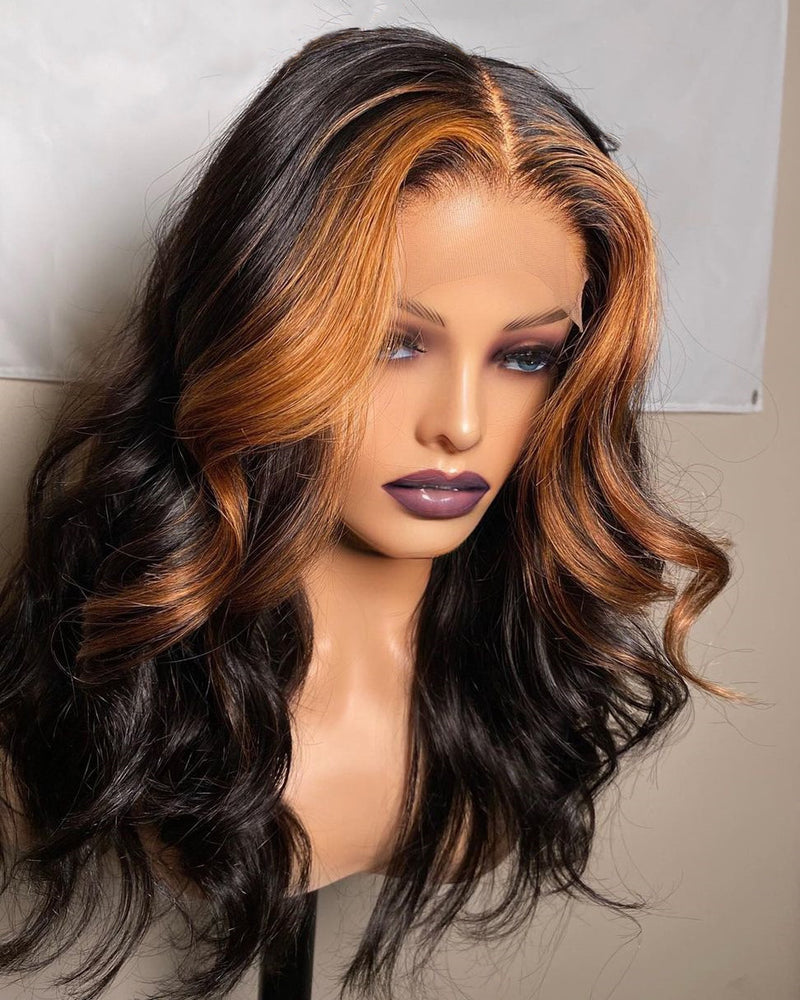 Hightlight Body Wave Precolored Human Hair Lace Front Wig