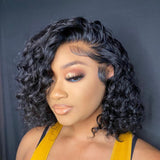 Ashley | Diamond Fake Scalp 13X6 Human Hair Lace Front Bob Wig Water Wave