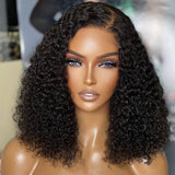 13x6 3D FULL FRONTAL Skin Melt Lace Preplucked Human Hair Lace Front Curly Bob Wig