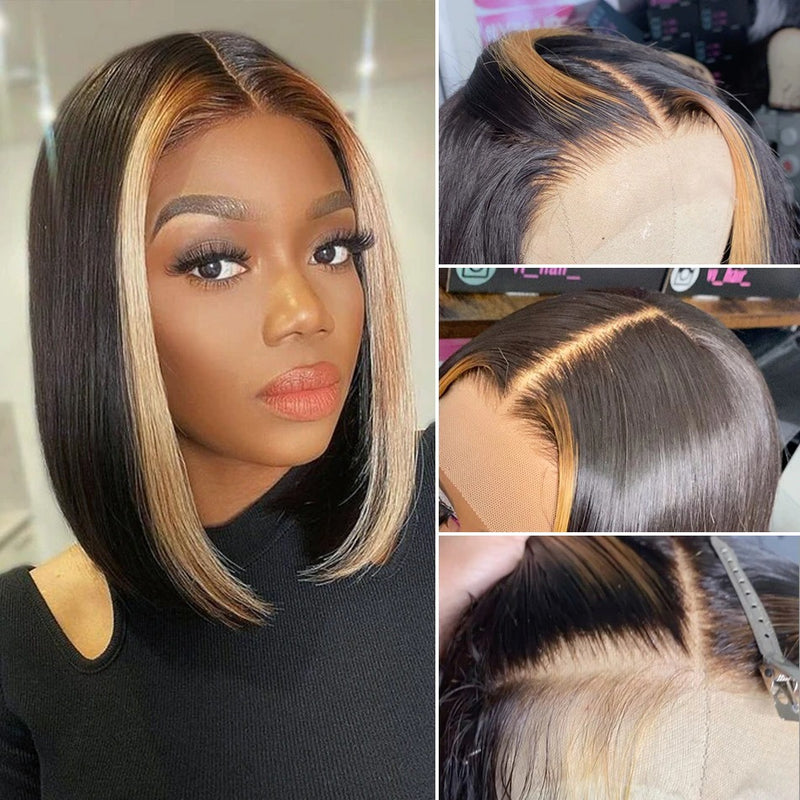On Sale Highlight Human Hair Bob T Part Lace Wig
