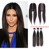 2x6 Middle Kim Style Part Lace Closure With 3 Bundles Brazilian Straight Hair
