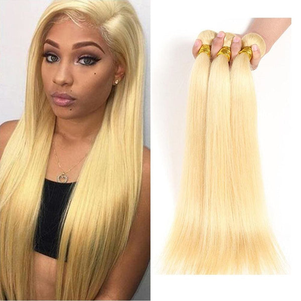 3 Pcs/pack #613 Blonde Brazilian Hair Weave Silky Straight