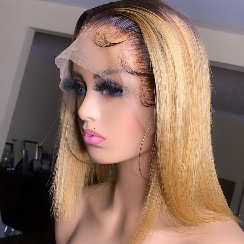 Lucy | Preplucked Ombre Honey Blonde Human Hair Bob Lace Wig