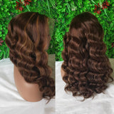 Skin Melt Lace 13x6 Auburn Brown Blonde Highlights Wavy Wig with Delicate Hairline