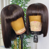 4X4 Closure Bob Wig with Bang Human Hair Straight Lace Front Wigs