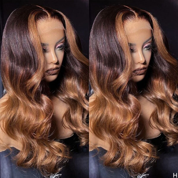 13x6 Skin Melt Lace Front Body Wave Highlight Wig with Delicate Hairline