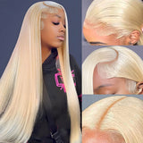 HD Lace Preplucked 613 Blonde Human Hair 3D 13x4 Full Frontal Wig