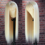 ANGUS | Preplucked Blonde Human Hair Lace Wig With Bang | Silky Straight