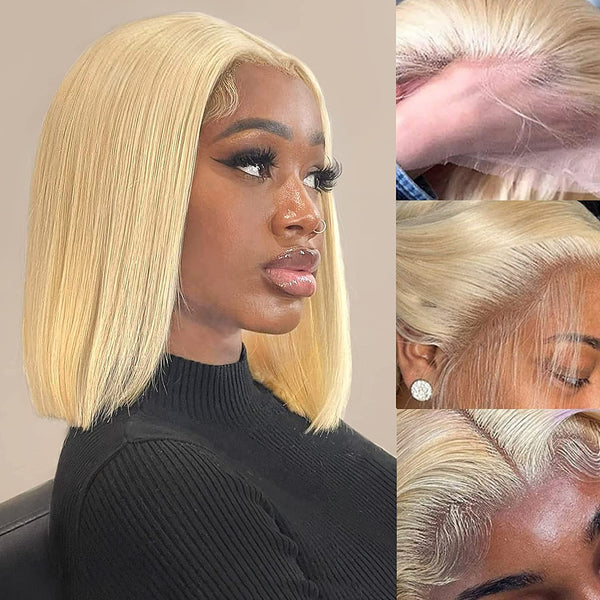 Diana| Preplucked 613 Blonde Human Hair BOB Lace Wig | Silky Straight