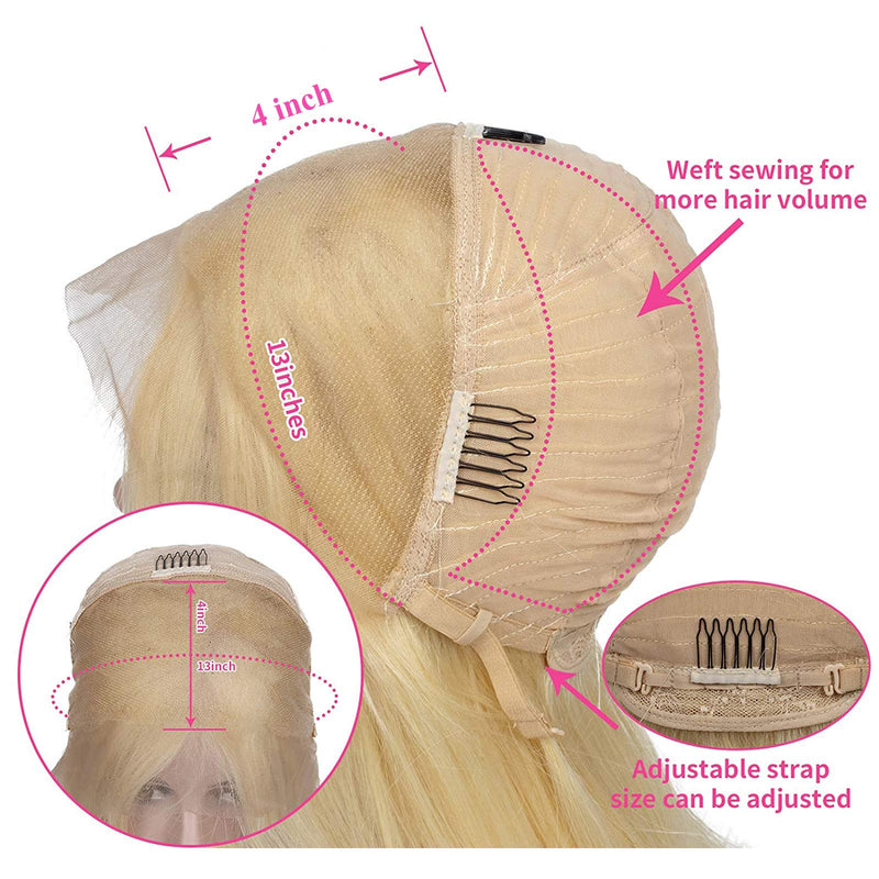 HD Lace Preplucked 613 Blonde Human Hair 3D 13x4 Full Frontal Wig