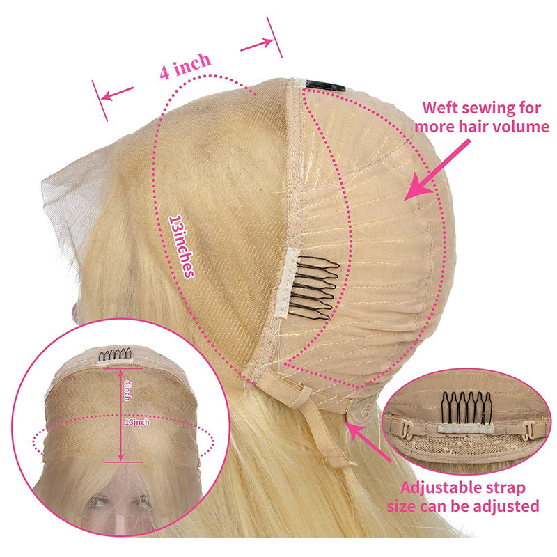 HD Lace Preplucked 613 Blonde Human Hair 3D 13x4 Bob Full Frontal Wig