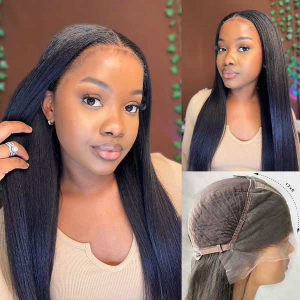 13x6 3D FULL FRONTAL Skin Melt Lace Preplucked Human Hair Lace Front Wig | Yaki