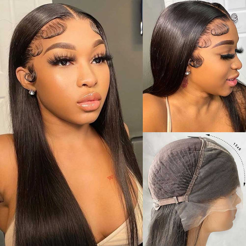 13x6 3D FULL FRONTAL Skin Melt Lace Preplucked Human Hair Lace Front Wig | Straight