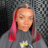 Alexis | Peekaboo Pink Hidden Color Preplucked Human Hair Bob Lace Front Wig