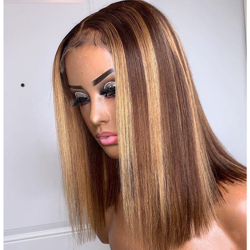 Aliyah | Highlight Blonde Preplucked Virgin Human Hair Bob Lace Wig