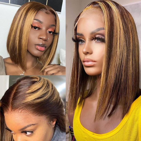 Aliyah | Highlight Blonde Preplucked Virgin Human Hair Bob Lace Wig