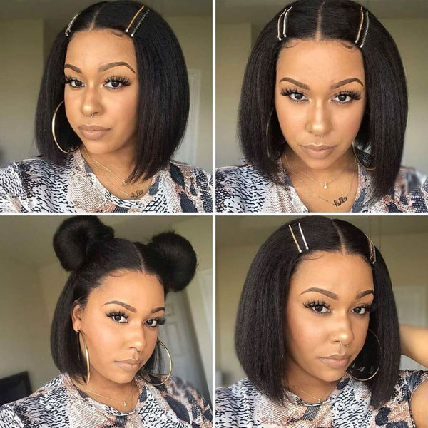 Amelia| Preplucked Virgin Human Hair 360 Bob Lace Wig |Yaki Straight