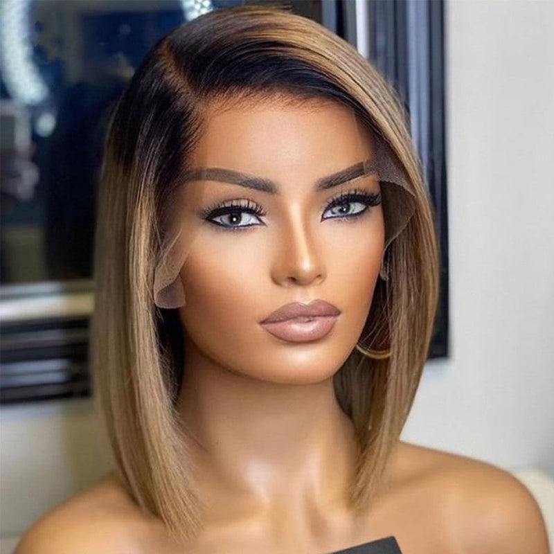 Aniyah | Ombre Honey Blonde Preplucked Human Hair Bob Lace Front Wig