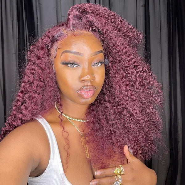 Agatha Lace Front Wig 150%  Density Burgundy Curly