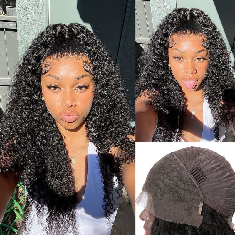 13x4 3D FULL FRONTAL Skin Melt Lace Preplucked Human Hair Lace Front Wig | Curly