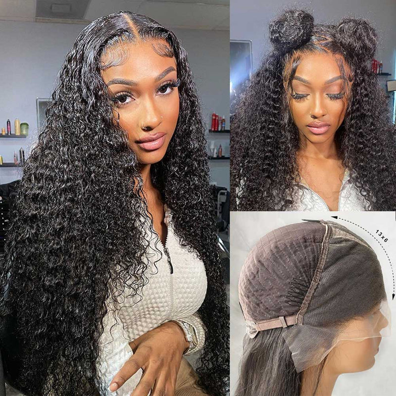 13x6 3D FULL FRONTAL Skin Melt Lace Preplucked Human Hair Lace Front Wig | Curly