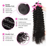 Deep Curly Brazilian Virgin Hair Weave Bundles With 4x4 Closure