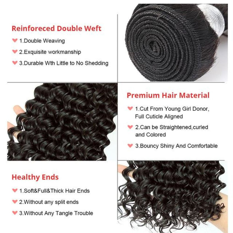 Afsisterwig - Deep Wave Brazilian Virgin Hair Weave Bundles With