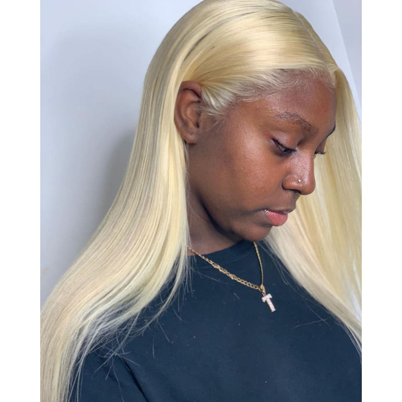 Doris | 13X6 Lace Front Preplucked 613 Blonde Human Hair Lace Wig | Silky Straight