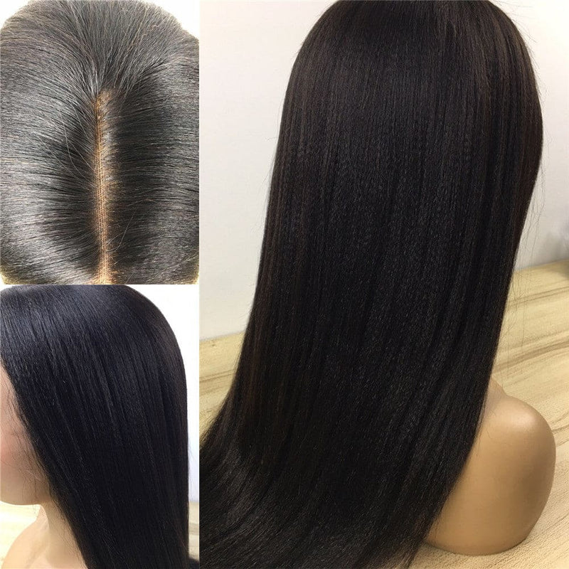 Emily| Preplucked Virgin Human Hair Lace Wig | Yaki Straight