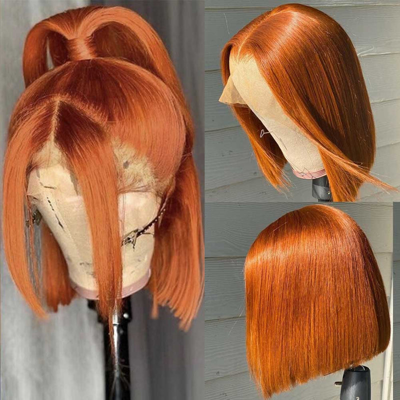 On Sale Ginger Bob Human Hair Wig T Part Lace Front Wig