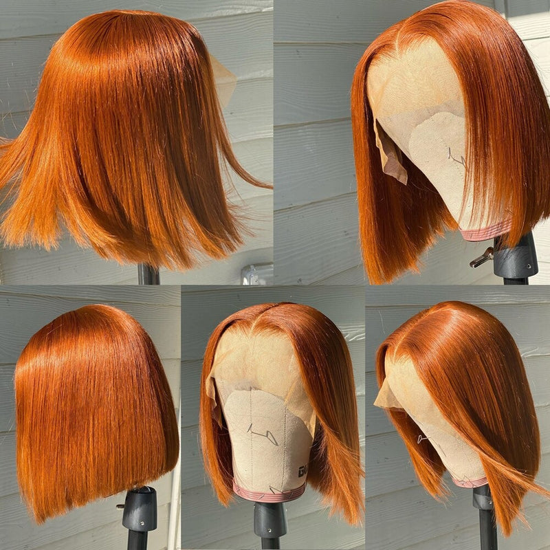 {50% Off} Ginger Bob Human Hair T Part Lace Front Wig