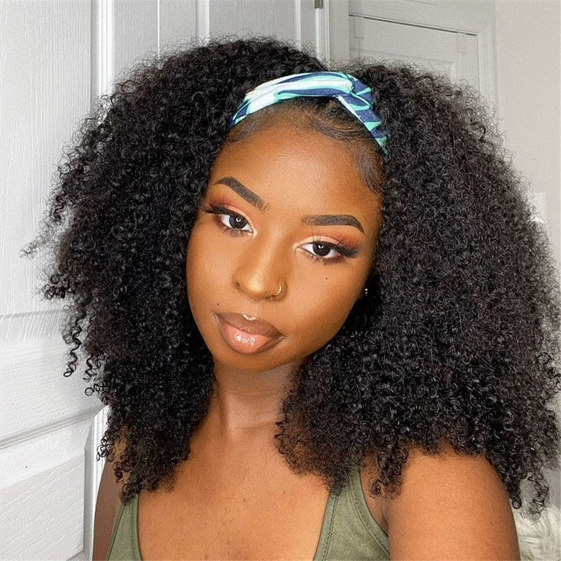 Glueless Headband Wig Afro Kinky Curly Virgin Human Hair Wig