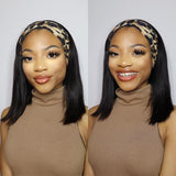 Glueless Headband Wig Virgin Human Hair Straight Bob Wig