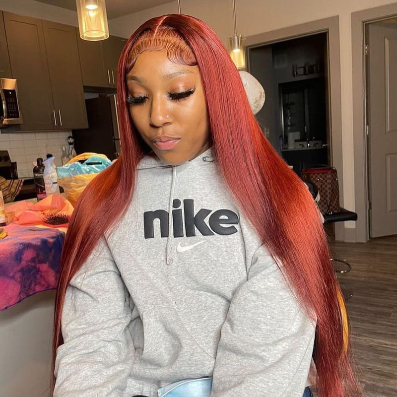 Light Red 13X6 Precolored Human Hair Lace Front Wig