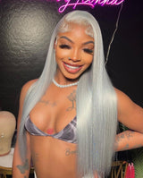 Lillian | Preplucked Silver/Grey Human Hair Lace Front Wig