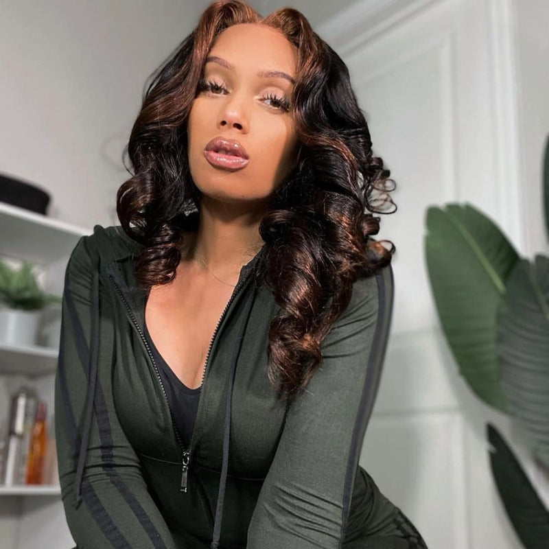 Highlight 13X6 T Parting Precolored Human Hair Lace Front Wig