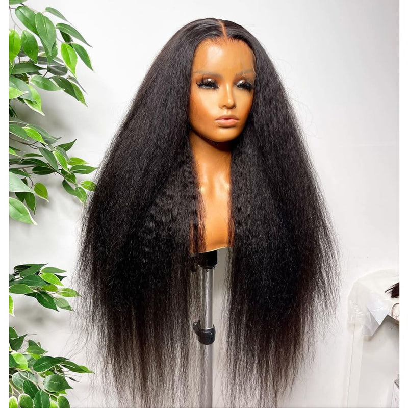 Ivy | 13X6 Deep Parting Lace Front Preplucked Virgin Human Hair Lace Wig | Kinky Straight