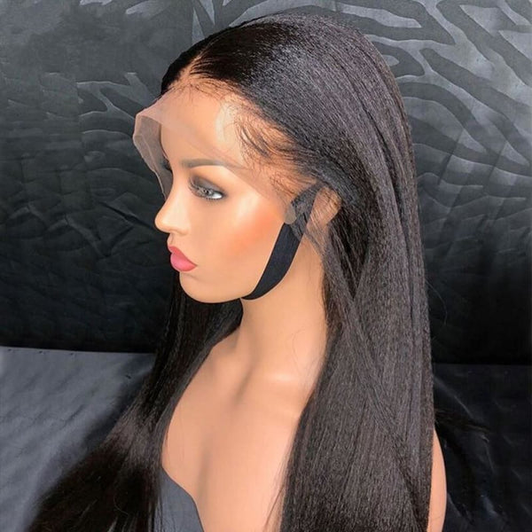 Jessica | 13X6 Deep Parting Lace Front Preplucked Virgin Human Hair Lace Wig | Yaki Straight