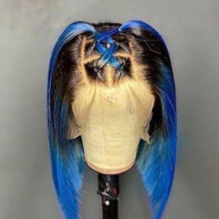 Billie | Highlight Blue Virgin Human Hair Bob Lace Wig