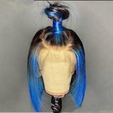 Billie | Highlight Blue Virgin Human Hair Bob Lace Wig
