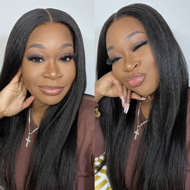 13x6 3D FULL FRONTAL Skin Melt Lace Preplucked Human Hair Lace Front Wig | Yaki
