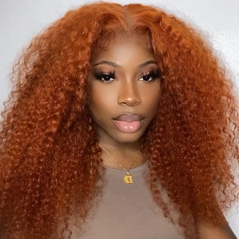 {50% Off} Precolored Ginger Orange Human Hair Lace Front Wig