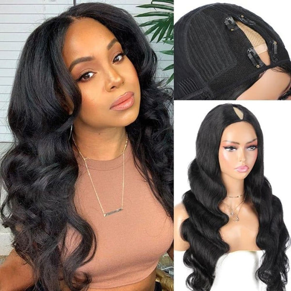 Natural V Part Wig No Leave-out Glueless Human Hair Wigs
