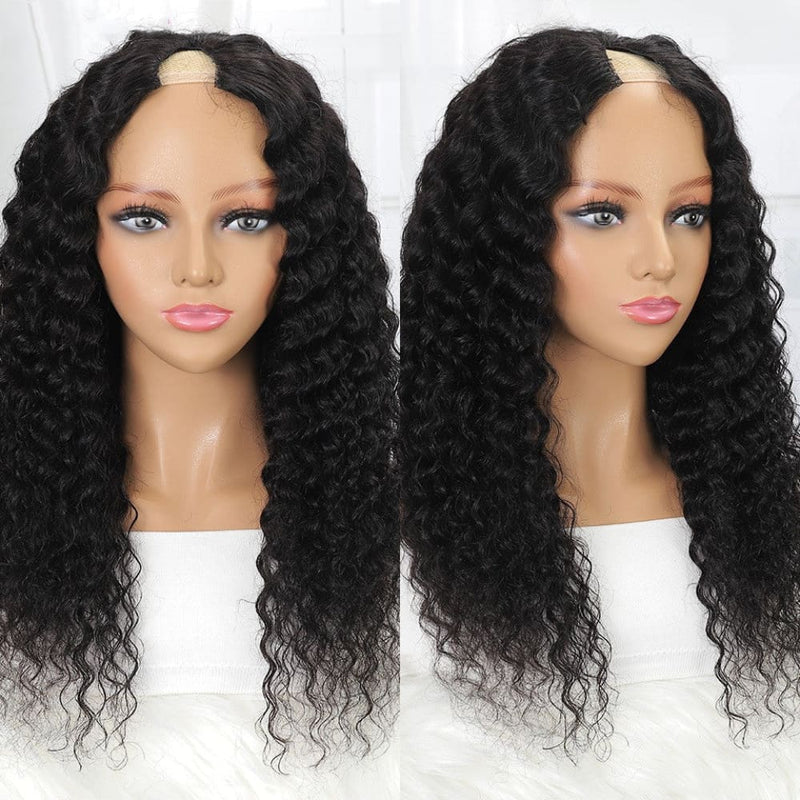 Natural V Part Wig No Leave-out Glueless Human Hair Wigs