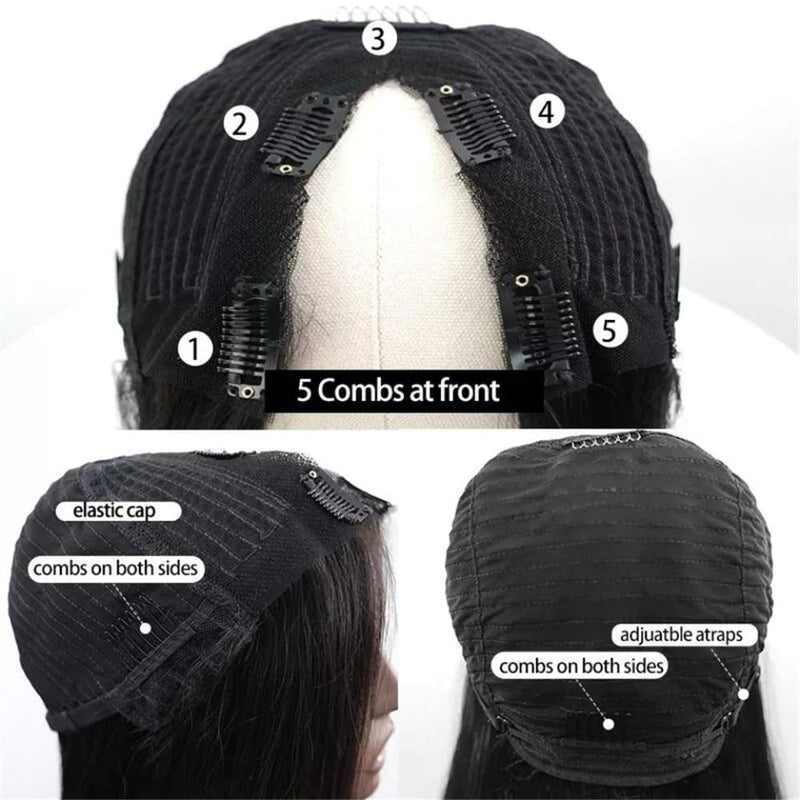 Natural V Part Wig No Leave-out Glueless Human Hair Wigs