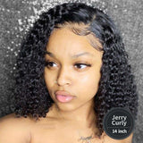 NEW Launch 13*6 Skin Melt Wig Invisible Swiss Lace+ Invisible Knots - Jerry Curly 12 inch / Small 21.5 inch+3 Days / 130%