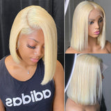 HD Lace Preplucked 613 Blonde Human Hair 3D 13x4 Bob Full Frontal Wig