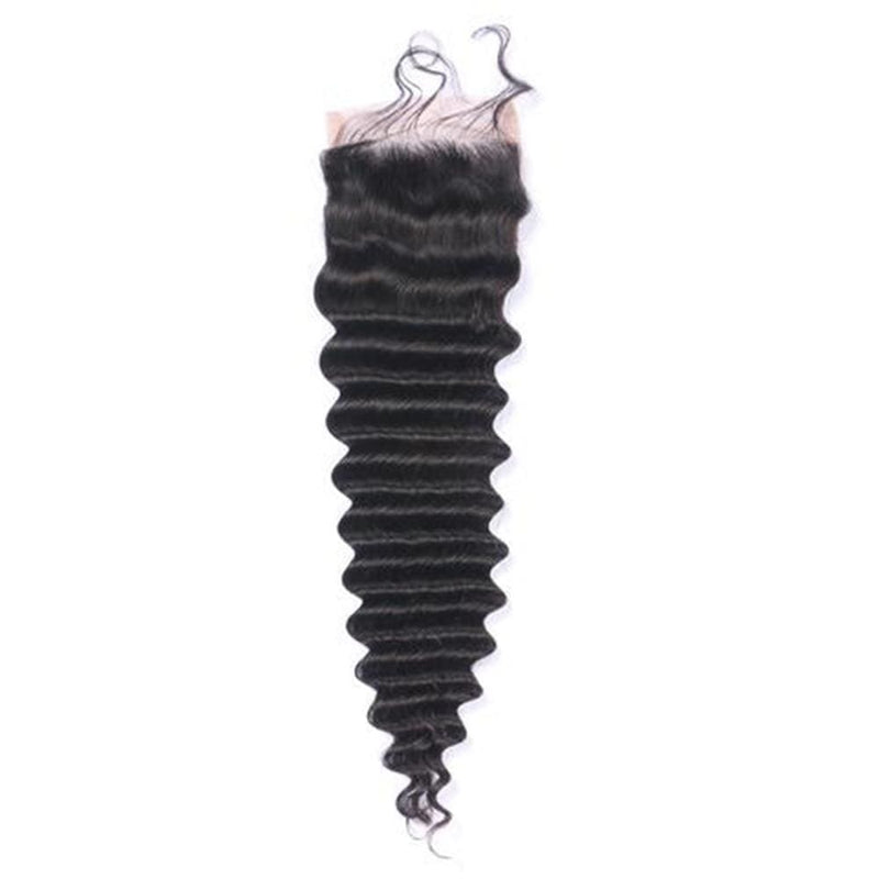 Pre-Plucked Hairline Deep Wave Lace Closure With Baby Hair Brazilian Hair