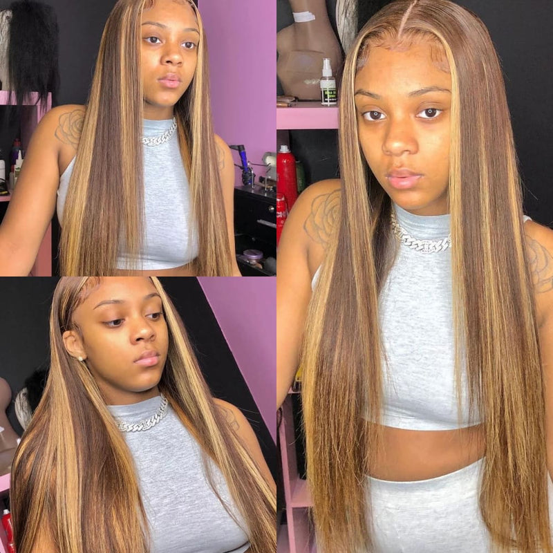 Precious | Highlight Blonde Preplucked Virgin Human Hair Lace Wig Silky Straight