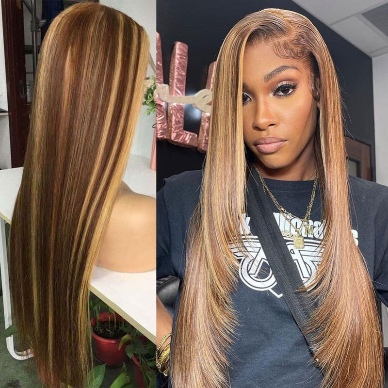 Precious | Highlight Blonde Preplucked Virgin Human Hair Lace Wig Silky Straight